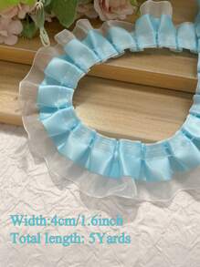 2-10 码缎面欧根纱蕾丝边饰 2 层褶皱荷叶边雪纺丝带 1.57 英寸褶皱边饰面料用于布料缝纫刺绣贴花婚礼工艺品丝带缝纫