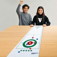 1 Set Grünes 54,3-Zoll-3-in-1-Spielset: Curling, Shuffleboard und Bowling – Spannende Familienunterhaltung mit 6 farbenfrohen Rollen und 10 Bowlingkegeln – Ideales Weihnachts- oder Thanksgiving-Geschenk