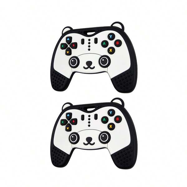 2 piezas Mordedor de silicona con diseño de panda de dibujos animados, juguete de dentición con forma de control remoto de TV, para bebés de 6 a 12 meses, palillo de dentición con elementos temáticos de animales, mordedor de animal lindo para estimular la curiosidad del bebé, mejor regalo para bebé
