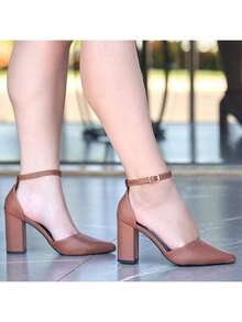 Women's Pumps, Medium Block Heel, 9cm Thick, Modern, Comfortable - 駝色 - 查看 1