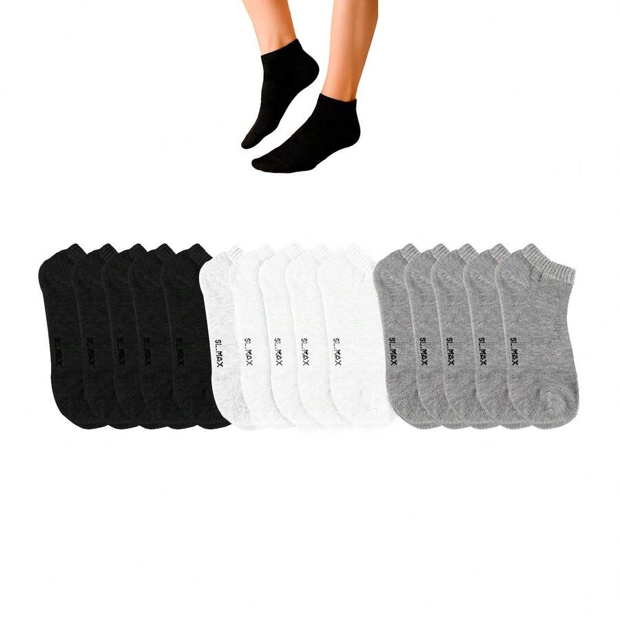 SL.MAX Men's Crew Socks, 12 Pairs Pack With 3 Different Colors White, Grey And Black, Lightweight Sports Crew Socks For Any Sport. - 彩色 - 查看 1