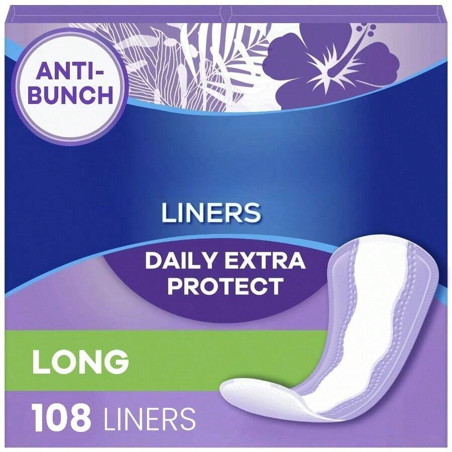 Daily Extra Protect Panty Liners, Long Length, Unscented, 108 Count