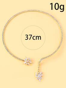 قلادة سلكية قابلة للتعديل على شكل وردة الزركونيا للنساء قطعة واحدة