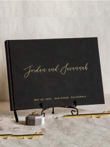 1pc Personalized Black Horizontal Wedding Guest Book, Customized Wedding Memorial Photo Album, Mr. & Mrs. Signing Book,Multi-Functional, ,Ornamental,Reusable,Exquisite,Stylish,High-Quality,Colorful,Modern,Custom,Personalized,Unique,Ideal Gifts For Him,Ideal Gifts For Her,Boyfriend,Dad,Girlfriend,Mom,Family,Friends,Tea Room,Home,Garden,Office,For Anniversaries,For Valentine's Day,For Mother's Day,For Birthdays,For Father's Day,For Graduation,For Weddings,For Housewarming,Home & Living,Haunt Your Home, Autumn Home Refresh