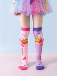 1 Pair Kids Socks, Cute Girls Socks, & Stretchy Mid-Calf Novelty Socks