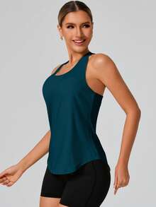 女士无袖运动背心，宽松版型，适合徒步、跑步、健身、瑜伽等夏季运动。 - 青檸色 - 查看 3