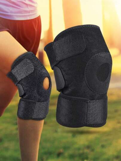 Neoprene Solid Color Open Knee Pad 1Pc - One Size, Unisex Compression Support For Fitness Protection