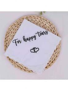 2pcs Wedding Gift Embroidered Handkerchief, Happy Tears Wedding Day Bride Gift For Bridal Shower Bachelorette Hen Party, Mom Mother In Law Gift Present Mother's Day Graduation