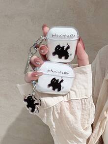 1 hộp đựng tai nghe Bluetooth hình mèo dễ thương kèm móc khóa hình mèo, tương thích với tai nghe Apple. - Nhiều màu - Xem 9