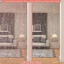 Blackout Curtains For Bedroom Privacy And Light Blocking Patterned Curtains For Modern Home Decor String Curtains For Doorways Glitter Beaded Curtains Door Sparkle Beads Curtain Open Closet Laundry Hanging Hippie Glisten Beads Window Girls Panel Light Pink 39"*79" In Rod Pocket Curtains For Easy Installation - 粉色 - 查看 3