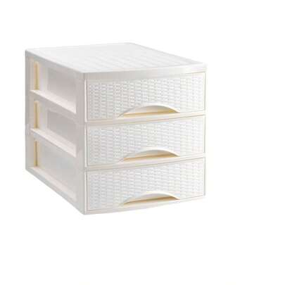 ZYLX SHOPPING - Cajonera Rattan de Plástico 2/3/4 Cajones, Blanco o Marrón, Ideal para Escritorio, Baño o Cocina