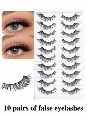 10 Pairs C-Curl Fox Eyelashes, Cartoon Anime Eyelashes 0.04mm Thickness, Natural Eyelash Extension Enlarging Eyes, Requires Glue Eyelash Bundles, Suitable For Dates, Conventions, Cosplay Makeup Supplies