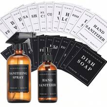 6/12 Peças/Conjunto Adesivos de Rótulo para Garrafas de Sabonete Líquido e Detergente de Louça, Decorações em Estilo Artístico de Fonte, Adesivos de Rótulo de Shampoo, Aderem Firmemente, À Prova d'Água, para Garrafas, Etiquetas de Armazenamento de Banheiro