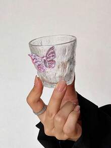 1/2 件独特设计蝴蝶冰透明迷你杯，小冰川饮水杯，优雅的家用玻璃器皿，办公室茶杯 - 彩色 - 查看 5