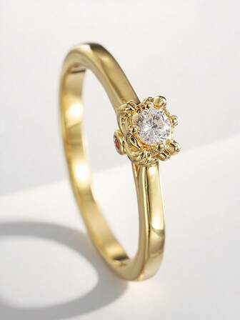 Charm-In 18K Electroplated Elegant Ring With Zirconia, Suitable For Daily Wear, Dates, Formal Events, Gift