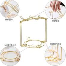 Tea Cups Holder, Gold Metal Coffee Cup Tea Cups Rack, Foldable Organizer For Coffee Cup Spoon And Saucers