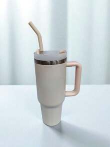 1.2 Liter Thermal Water Bottle Thermal Cup With Stainless Steel Straw 1200 Ml Handle And Lid For Travel/Gym - Nude canudo ferro - Xem 1