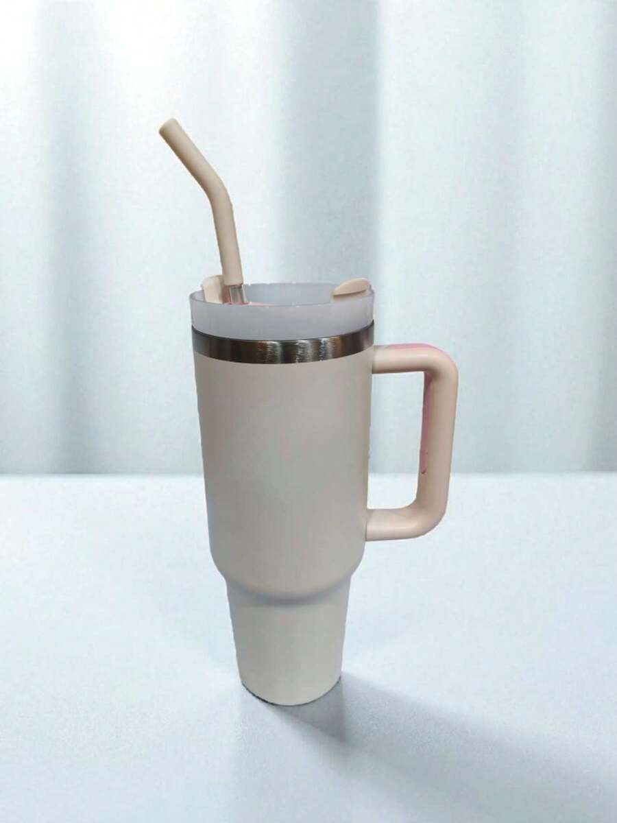 1.2 Liter Thermal Water Bottle Thermal Cup With Stainless Steel Straw 1200 Ml Handle And Lid For Travel/Gym - Nude canudo ferro - Xem 1