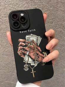 Apple 1pc Black Case With Dollar Cross Eye Graphic, Shockproof Phone Case Compatible With Iphone 16/16 Pro/16 Plus/16 Pro Max/11/13/15/15 Plus/15 Pro/15 Pro Max/11/12/13/14 Pro Max/XS/XR/11 Pro/11 Pro Max/12 Pro/12 Pro Max/13 Pro/13 Pro Max/14 Pro/14 Pro Max/14 Plus/7 Plus/8 Plus/8/SE2 Waterproof Anti-Fall Scratch Resistant - 黑色 - 查看 3