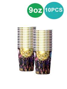 10 piezas Platos, servilletas y vasos de fiesta disco de los 70s, decoración de fiesta de cumpleaños con tema de baile disco de los 80s y 90s, juego de vajilla para fiestas de cumpleaños con amigos, fiestas festivas, decoraciones de cumpleaños