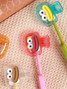 4个亮色旅行牙刷盒,配1个金属牙膏挤压器,透气设计,适合居家、宿舍和旅行使用 | 可爱的牙刷头收纳盒,适合浴室整理、大学必备、家庭旅行和返校季 | 塑料防水牙刷架,防尘收纳盒(红/蓝/白/绿) - 彩色 - 查看 4