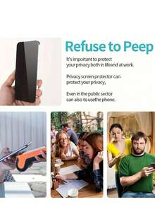 2 piezas de protector de pantalla antiespiado para teléfono móvil + 2 piezas de protector de lente para iPhone 16 Pro Max/16 pro/16 Plus/16e/15 pro Max/15 pro/14/13. Protector de pantalla de privacidad, película protectora antiespiado, sin huellas dactilares/sin interferencia en la pantalla táctil/protección de privacidad a prueba de polvo, recubrimiento antihuellas, mayor durabilidad, accesorios fáciles de instalar para teléfonos móviles.