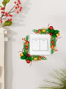 1 pieza Pegatina de interruptor con diseño de campana de Navidad y hoja, pegatina de PVC removible y autoadhesiva, fácil de despegar, compatible con Switch, decoración de pared para dormitorio, sala de estar, decoración del hogar, hacer que tu vida tenga una nueva decoración navideña, pegatina de regalo de cumpleaños, graduación, decoración de dormitorio, decoración de cocina, decoración de pared, decoraciones navideñas, decoraciones navideñas para el hogar