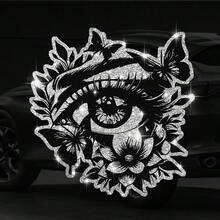 Pegatinas de coche de vinilo con silueta de ojos creativos y mariposa floral - Pegatinas de material similar a cristal y metal con efecto de piedras preciosas para vehículos y accesorios del hogar, camiones, vehículos todoterreno, puertas, ventanas, decoración trasera. El mejor regalo