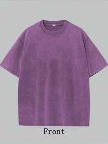230g Man's Wasehd Cotton Tee Fashion Design Solid Color T-Shirts Short Sleeves Man Clothing 100% Comfortable Unisex Pure Black Pure White Clothes - 紫色 - 查看 1