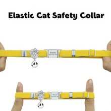 Stainless Steel Cat Paw Carved Collar With Rhinestone Bell Pendant, Purple Elastic Cat Paw Collar Customizable Polyester Pet Cat Bell Collar, Can Customize Name And Phone Number, Best Gift For Cat Lovers - Multicolor - View 6