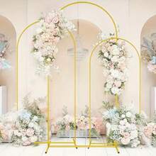 1 conjunto de kits de arco retangular dourado/preto, adequado para aniversários, casamentos, chás de panela, cerimônias de formatura, aniversários, batizados, jardins de verão, estandes de flores, festas temáticas, cenários, decorações para casa, Halloween, Natal e Ação de Graças. - Ouro - Ver 2