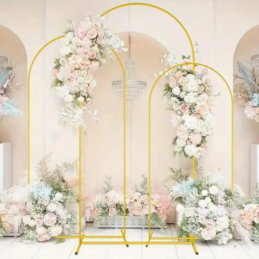 1 conjunto de kits de arco retangular dourado/preto, adequado para aniversários, casamentos, chás de panela, cerimônias de formatura, aniversários, batizados, jardins de verão, estandes de flores, festas temáticas, cenários, decorações para casa, Halloween, Natal e Ação de Graças.