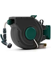 Automatic Garden Hose Reel 100 Ft X 1/2 In (Approx. 30.5 Cm X 1.3 Cm ,Wall Mounted Water Hose Reel For Outdoor Use