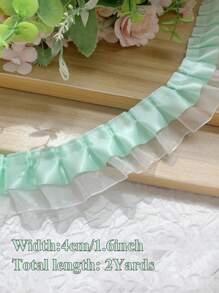 2-10 码缎面欧根纱蕾丝边饰 2 层褶皱荷叶边雪纺丝带 1.57 英寸褶皱边饰面料用于布料缝纫刺绣贴花婚礼工艺品丝带缝纫