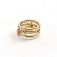 1 Set de Anillos de Cobre Incrustados con Circonita Cúbica de Varios Estilos, Anillos Chapados en Oro Dorado Que No Se Desvanecen, Set de Anillos Apilables, Mejor Joyería Decorativa para Mujeres - Multicolor - Ver 14