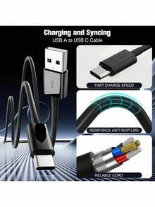 USB A To USB C Fast Charging Cable,[3.3ft/6.6ft/9.9ft] Long USB Type C Smartphone Charger Data Cable,USB C Data Sync Cable Compatible With Samsung Galaxy S25/S24/S23/S22/S21/S20,Mobile Phone Charge Cable Compatible With IPhone 17/16/15 Series - Multicolor - View 6