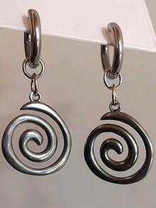 ZIRUISP 2 chiếc bông tai xoắn thép không gỉ Y2k Gothic Jewelry, hoa tai tròn quyến rũ thời trang Hàn Quốc dành cho phụ nữ, phụ kiện trang sức Punk dễ thương - Hoa tai - Xem 1