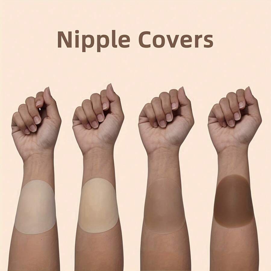 1 Pair Of Silicone Breast Stickers, Women's Anti-Bump Invisible Breast Stickers, Seamless Wedding Dress Sling Breast Stickers, Summer Ultra-Thin Anti-Exposure Solid Breast Stickers - Nước da - Xem 1