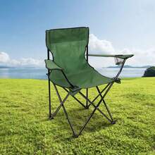 Portable Folding Fishing Chair With Armrests Lightweight Camping Chair, Soft Outdoor Furniture Folding Beach Camping Chair, Ultralight Backpacking Chair With Cup Holder And Carrying Bag, Compact, Suitable For Outdoor Fishing, Camping, BBQ, Beach, Travel, Picnic, Festival And Other Occasions, Green, 1.8kg - Green - View 2