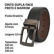 Men's Double-Sided Genuine Leather Belt With Reversible Swivel Buckle, Social Casual, Comfortable - Black - View 6