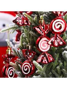 6 件镀金糖果挂饰，棒棒糖饰物，适用于圣诞树装饰、主题派对、礼品包装、房间、家居装饰、户外花园庭院装饰 - 彩色 - 查看 1