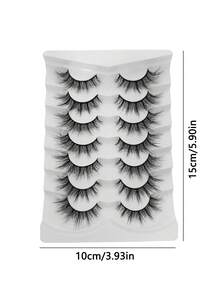 Ouye3 蓬松猫睫毛 7 对套装假睫毛条 睫毛，睫毛，睫毛，假睫毛 - 黑色 - 查看 2