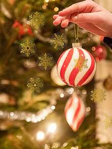 500 张透明圣诞雪花密封贴纸 - 不粘装饰，金色雪花用于礼品包装、装饰、卡片 - 100 卷用于节日派对装饰、节日装饰点缀、充满活力的节日装饰、无粘合剂装饰、卡片装饰、高品质饰面、装饰密封、DIY 装饰 - 彩色 - 查看 5