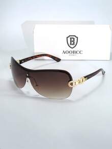 Y2K Fashion Glasses With Letter Decor, Chic Y2K Style Oversized Square Frameless For Women, Outdoor Party Eyewear