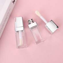 CIMACA 1/3pcs 8ml Gold Transparent Lip Gloss Tube, Cosmetic Refillable Bottle, Portable, Suitable For Travel, Travel Accessories, Travel Essentials, Gift,Makeup,Cheap,Room Decor,Vanity,Travel,Bedroom,Makeup Accessories - Silver - View 2