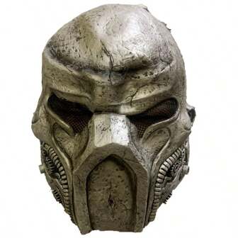 Halloween Movable Mouth Skull Mask With LED Glowing Eyes, Animated Mouth Skeleton Full Head Skull Costume COS