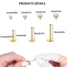 9Pcs Sets 16G Golden Labret Jewelry Internally Threaded Lip Nose Piercing Studs Medusa Ashely Piercing Jewelry Tragus Earring Studs