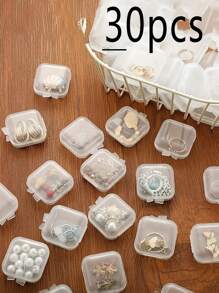 100/5pcs Transparent Jewelry Storage Box, Earplug Storage Box, Plastic Mini Storage Box, Portable Jewelry Box, Flip Cover Packaging Storage Box, Suitable For Small Items Storage, Portable Jewelry Storage Box