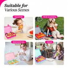 1pc Large Capacity Sealed Leak-Proof Bento Box With Lid, Cartoon Pattern Multicolor Lunch Box, Portable Microwave Heating Lunch Box, Fruit Box, Storage Box, Reusable, Detachable Compartment, Easy To Clean - Ideal For Office Lunch, Outdoor Travel And Back To School - Multicolor - View 7