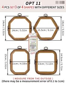 مجموعة 3 قطع/4 قطع من حلقات التطريز الخشبية البنية الرجعية المزيفة DIY، إطارات غرزة الصليب، إطارات إبرة الثقب، مصنوعة من ABS وPVC متينة، مع خطافات معدنية نحاسية للتعليق، مناسبة لديكور عيد الميلاد والهالوين، الأكياس والملابس والهواتف والمفاتيح والإكسسوارات الشعرية والمكتب والسرير والسيارة، تشمل 16 إبرة تطريز